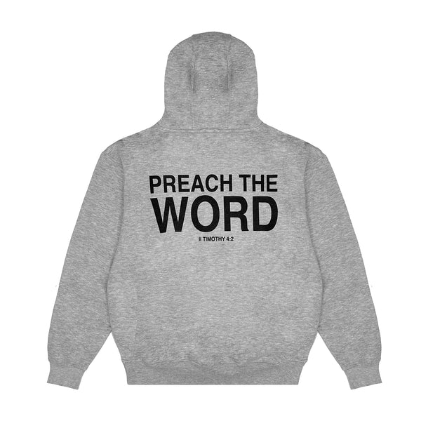 Preach The Word hoodie in gray and black