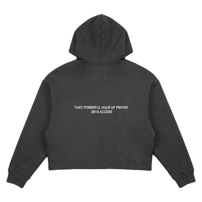 Access Old English Crop Hoodie - Charcoal