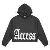 Access Old English Crop Hoodie - Charcoal