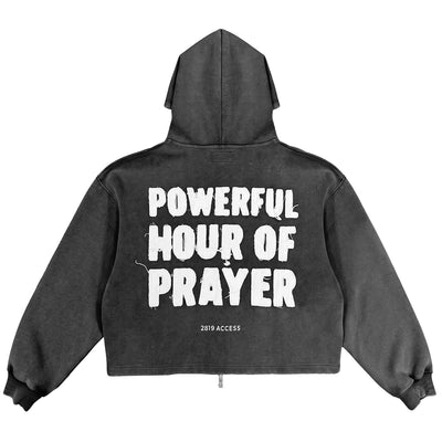 A Zip Crop Hoodie - Charcoal