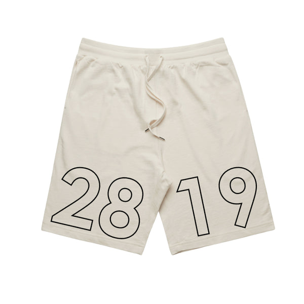 2819 Bold logo shorts in cream and black