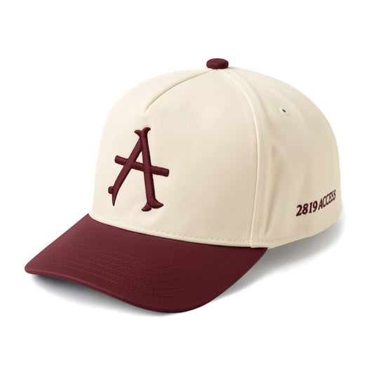 Access "A" Hat Cream/Burgundy