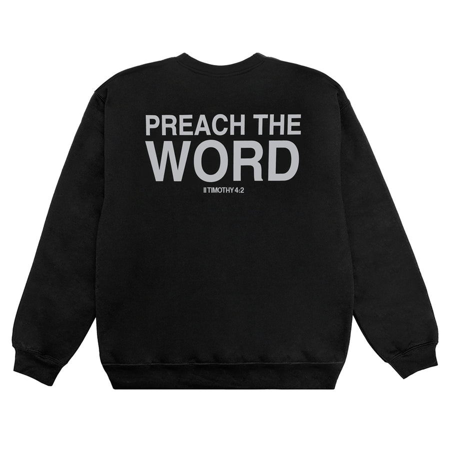 Preach The Word crewneck in black and gray
