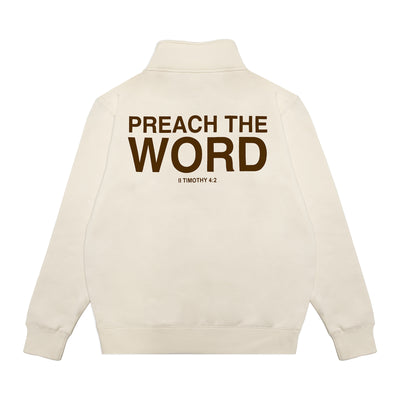 Preach The Word Quarter Zip - Cream/Brown