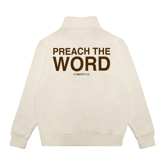 Preach The Word 1/2 Zip Cream/Brown
