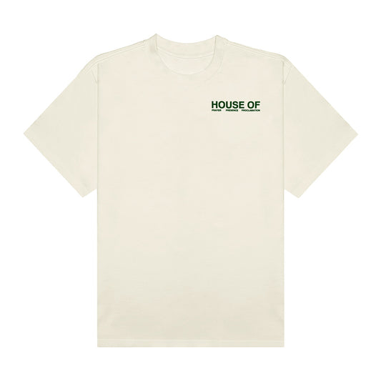 House Of Prayer Tee - Cream/Forest