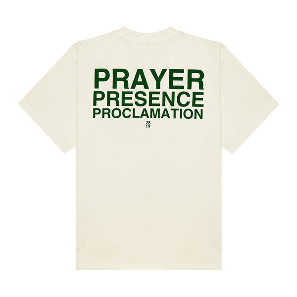 House Of Prayer Tee - Cream/Forest